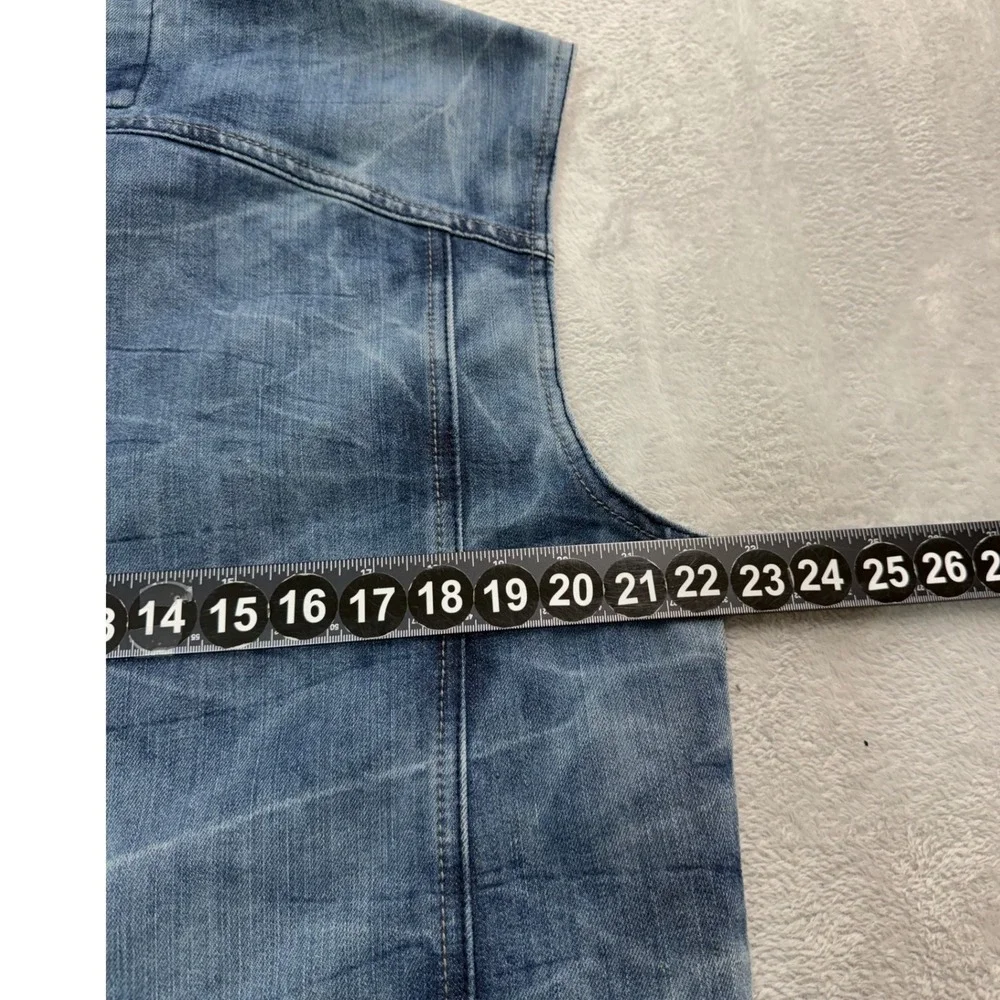 Ring of Fire Vest Men XXL Blue Denim Los Angeles Sleeveless Motorcycle Biker Y2K